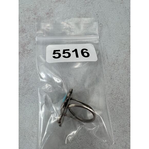 Vintage Sterling Silver Turquoise Ring - Size 7 Handmade Scroll Leaf Boho - Picture 7 of 7